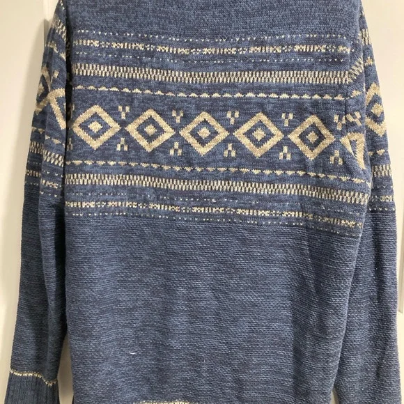 Men's Blue Patterned Sweater - Picture 4 of 5
